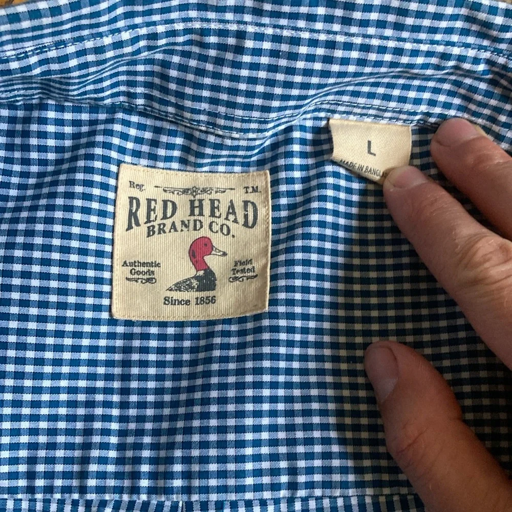 RedHead Men's Blue Gingham Button Down Shirt - Picture 2 of 3